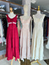 Spring Ruched Tie Neckline Sleeveless Long Sundresses